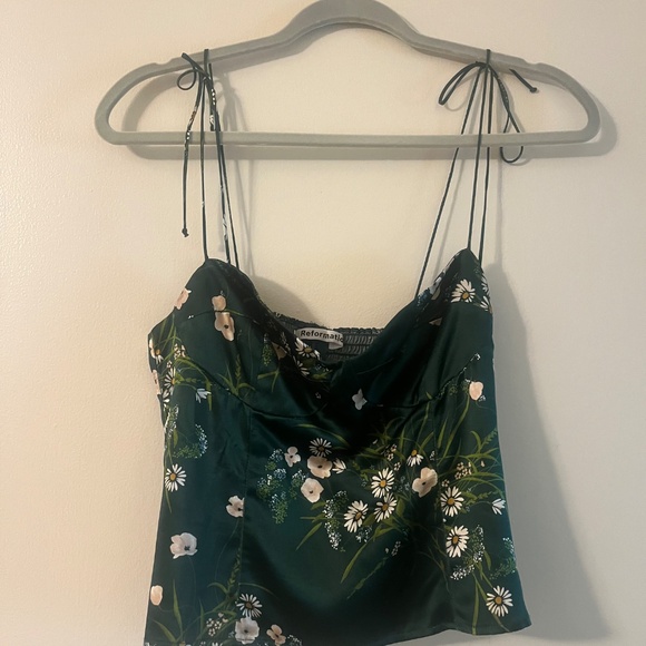 Reformation Silk Green Printed Camisole Top - Picture 2 of 6
